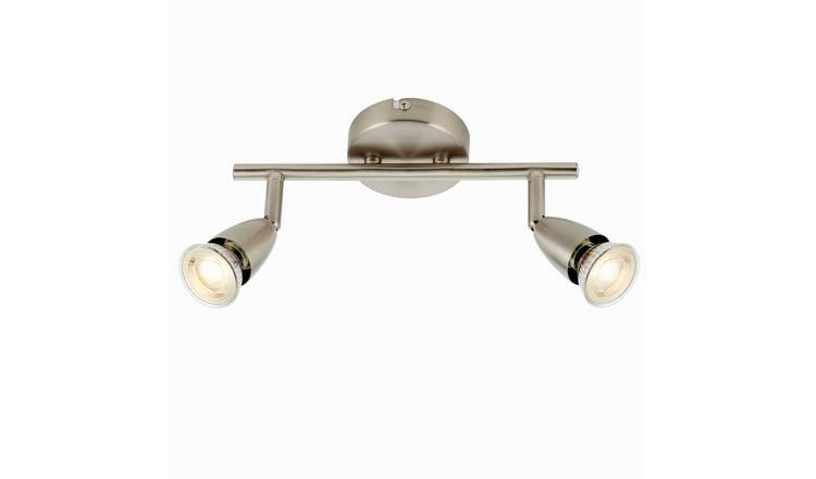 Loops Direct 35.5cm Long Steel Adjustable Ceiling Spotlight - Satin Nickel