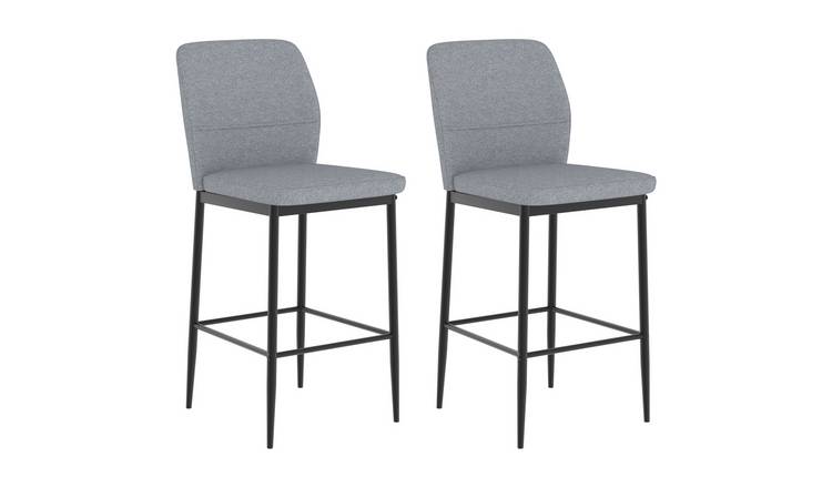 HOMCOM Set of 2 Kitchen Counter Velvet Bar Stools - Grey