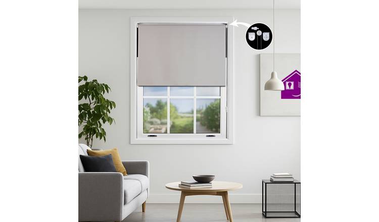 Furnished Grey Blackout Roller Blind with Metal Fittings - 230 x 165cm