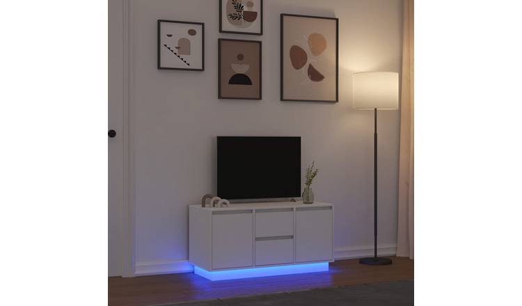 Walplus LED Engineered Wood TV Cabinet - White - 100 x 41 x 50 cm