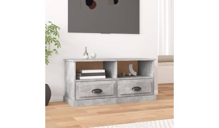 Walplus Engineered Wood 2 Drawers TV Cabinet - Grey - 93 x 35.5 x 45 cm