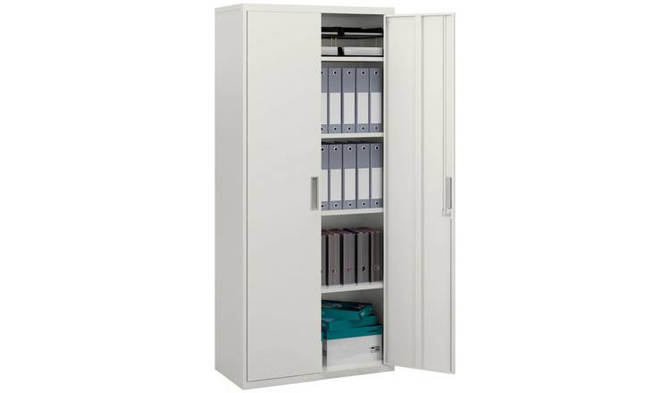 HOMCOM 5 Tier Metal Adjustable Office Storage Cupboard Lockable - White