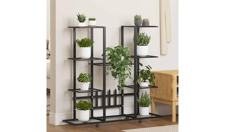Walplus Iron Flower Stand - Black - 94.5 x 24.5 x 91.5 cm