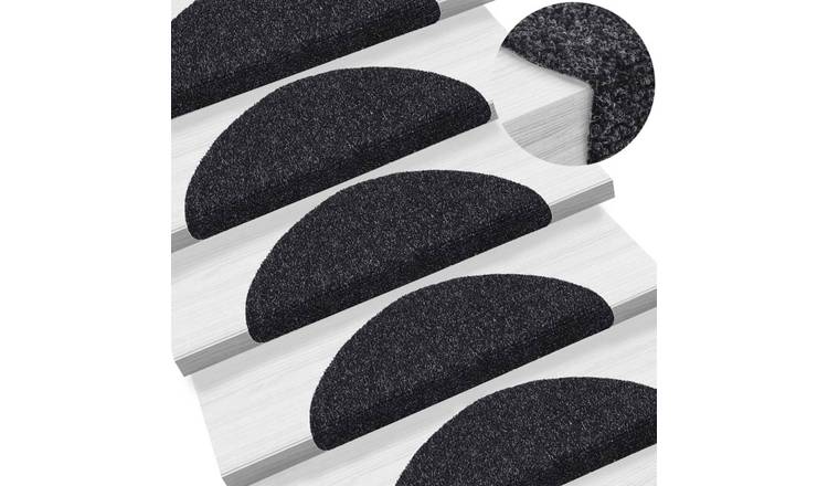 Walplus Pack of 15 Self-Adhesive Half Round Stair Mats - Black - 56 x 17 cm
