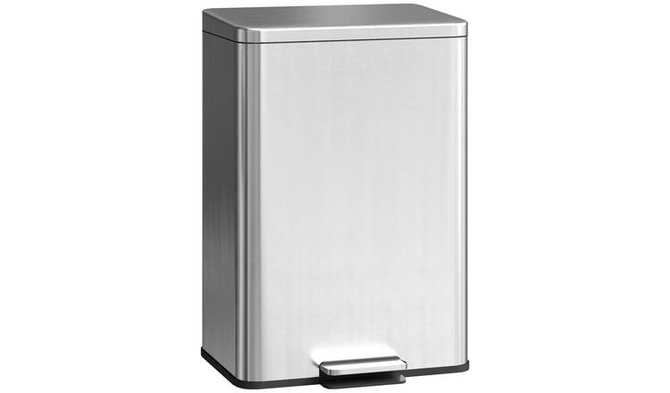 HOMCOM 20L Stainless Steel Kitchen Pedal Bin with Soft Close Lid - Silver