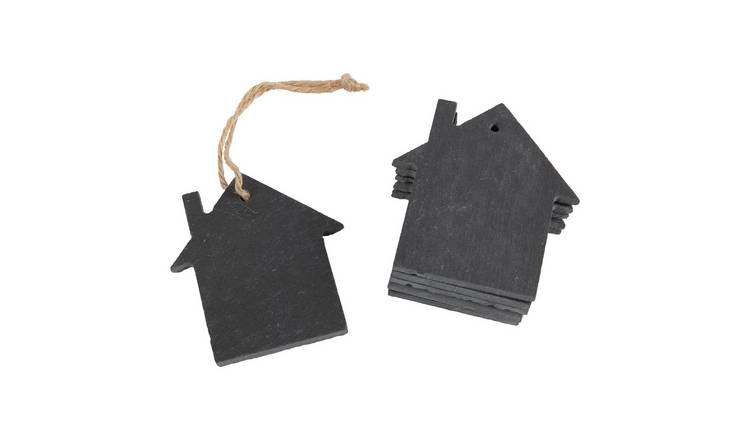 Nicola Spring Slate Christmas Tree Decorations - House - Pack of 6