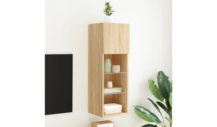 Walplus LED Engineered Wood TV Cabinet - Light Oak - 30.5 x 30 x 90 cm