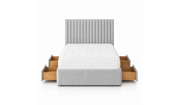 Comfy Deluxe 4ft6 Double   4 Drawer  Suede  Divan Bed Set -  Silver