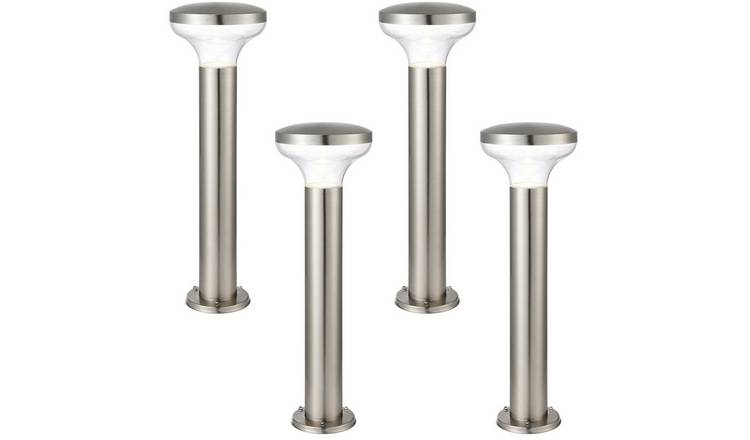 Loops Direct Pack of 4 16cm 316 LED Bollard Light - Brushed Stainless Steel