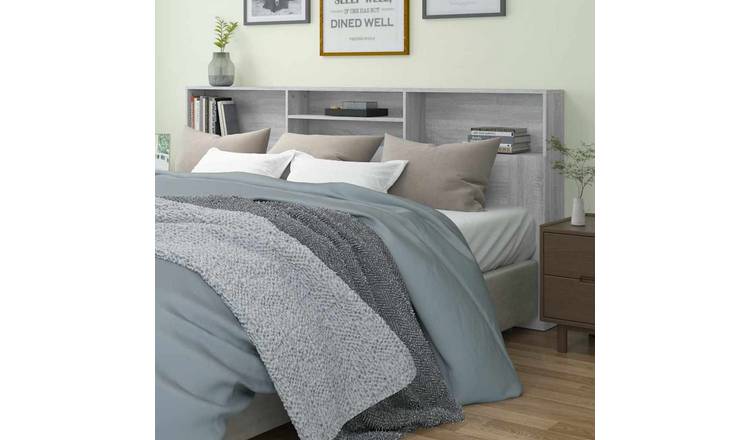 Walplus Engineered Wood Headboard Cabinet - Grey and Oak - 220 x 19 x 103.5 cm