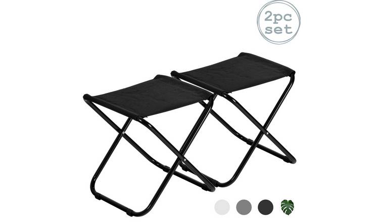 Harbour Housewares Classic Folding Stools - Black - Pack of 2