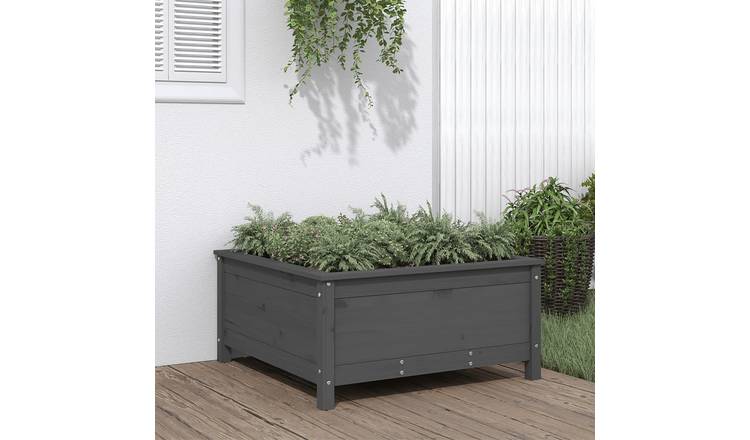 Walplus Wood Garden Planter - Grey - 82.5 x 82.5 x 39 cm