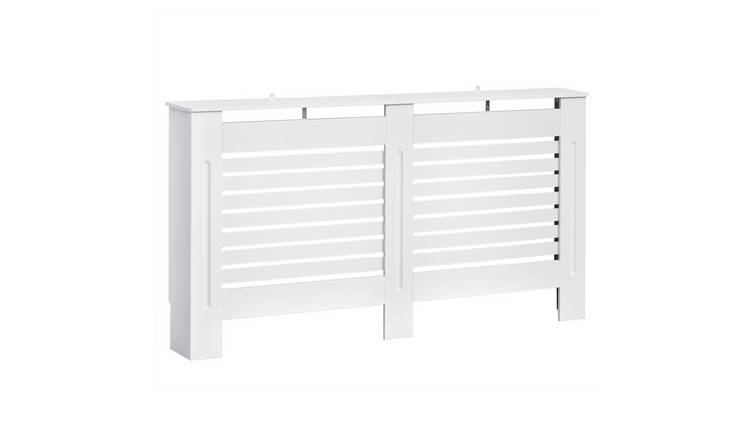 HOMCOM MDF Modern Painted Cabinet with Horizontal Slats - White
