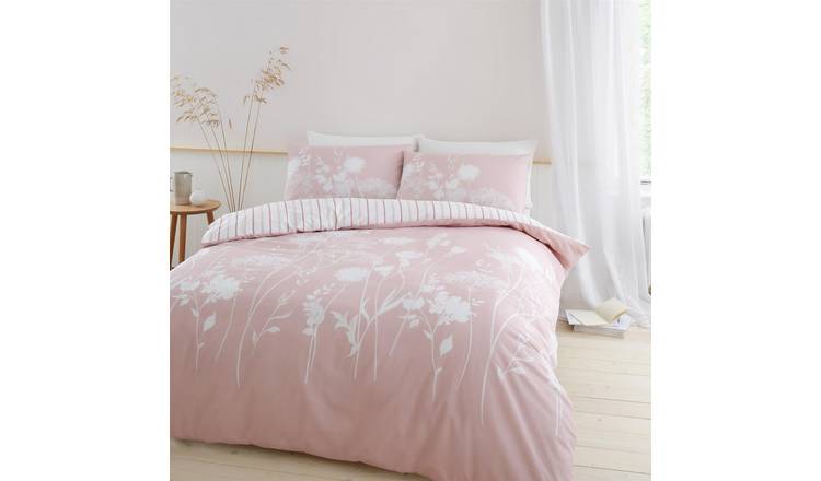 Catherine Lansfield Meadowsweet Floral Duvet Cover Set - Super King - Blush Pink