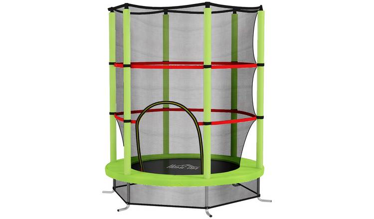 HOMCOM Steel Indoor Enclosure Net Kids Trampoline - Green