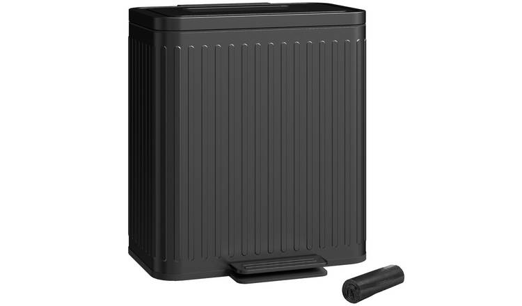 HOMCOM 20L Double Pedal Bin with Bags – Black