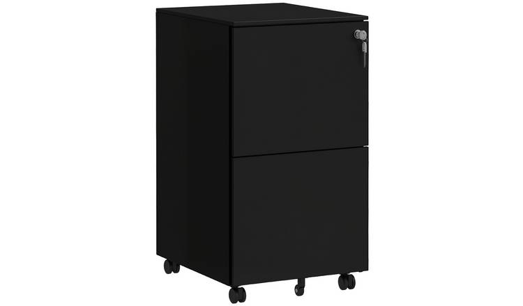 Vinsetto 2 Drawer Steel Mobile File Cabinet - Black