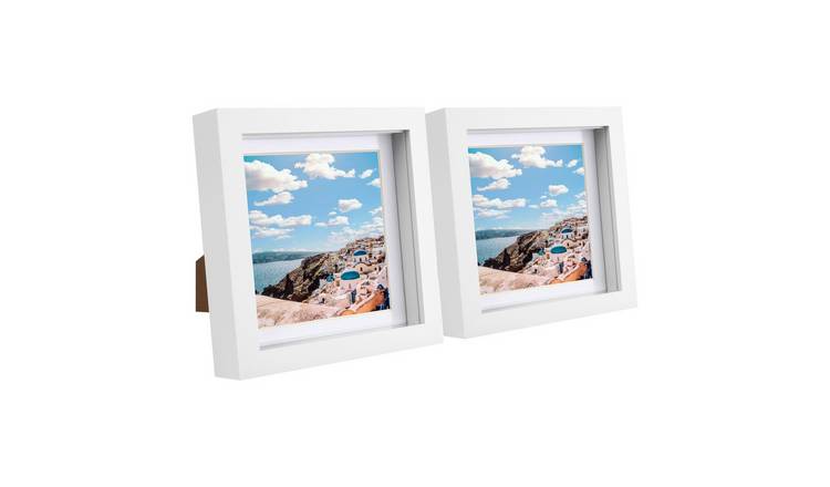 Nicola Spring 3D Box Photo Frames - 6 x 6" with Mount - Set of 2 - White