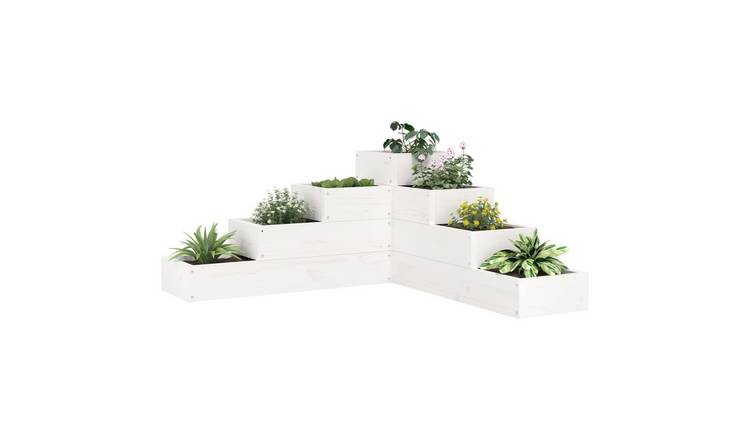 Walplus Wood Garden Planter - White - 80.5 x 79 x 36 cm