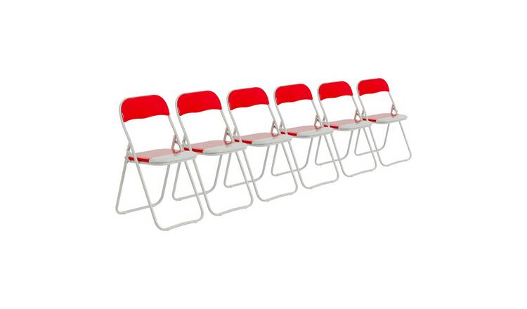 Harbour Housewares Coloured Padded Folding Chairs - Red - Pack of 6