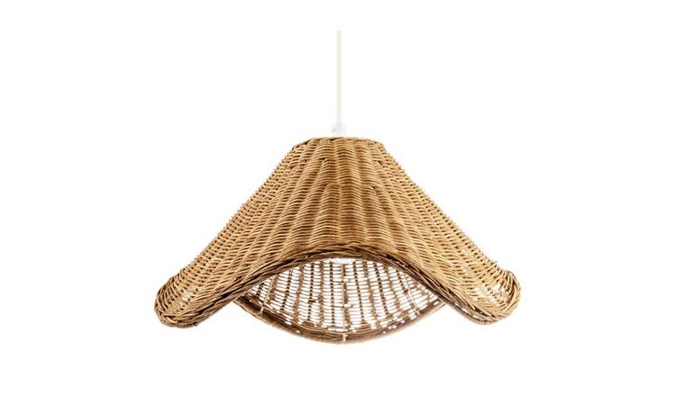 Happy Homewares Brown Boho Rustic Woven Natural Rattan Pendant Shade - 36cm