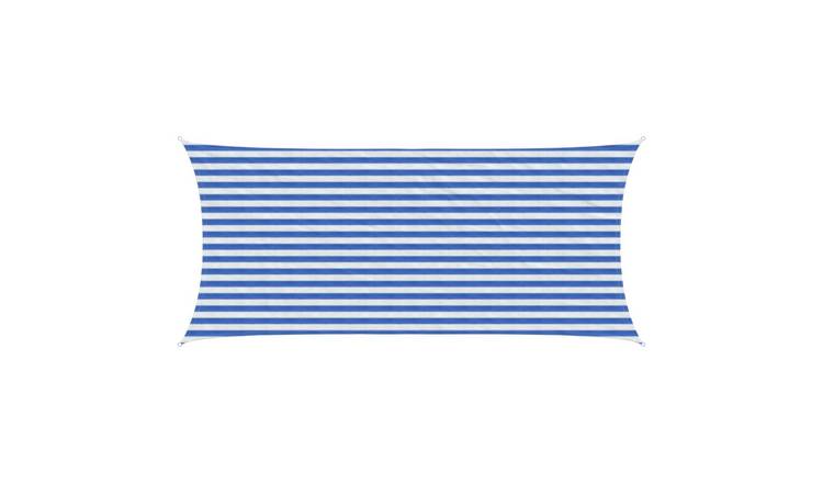 Walplus Rectangular HDPE Sun Shade Sail - Blue and White - 200 x 500 cm
