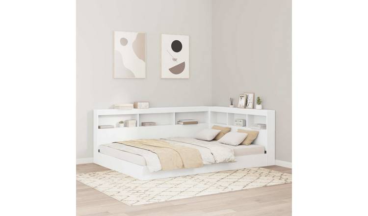 Walplus Engineered Wood Storage Headboard - White - 217.5 x 177.5 x 76.5 cm