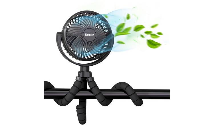 Keplin 5000mAh Rechargeable Flexible Tripod Stroller Fan - Black