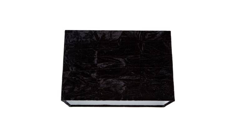 Happy Homewares Jet Black Crushed Velvet Fabric Rectangular Lampshade - 29cm