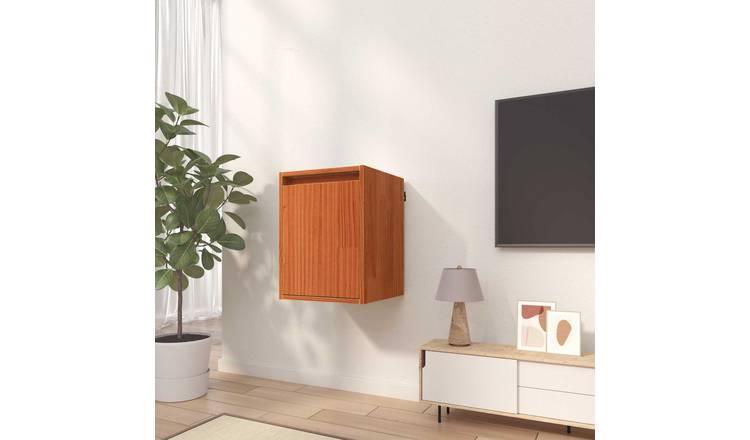 Walplus Solid Pine Wood Wall Cabinet - Brown - 30 x 30 x 40 cm