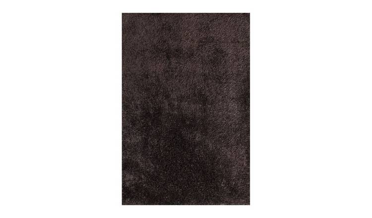 Mega Flooring Black Shaggy Plain Rug - 60 x 110cm