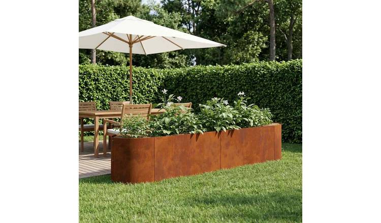 Walplus Steel Raised Garden Bed - Weathering Steel - 220 x 40 x 40 cm