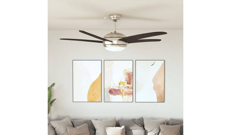 Walplus 128 cm Ornate Ceiling Fan with Light - Brown