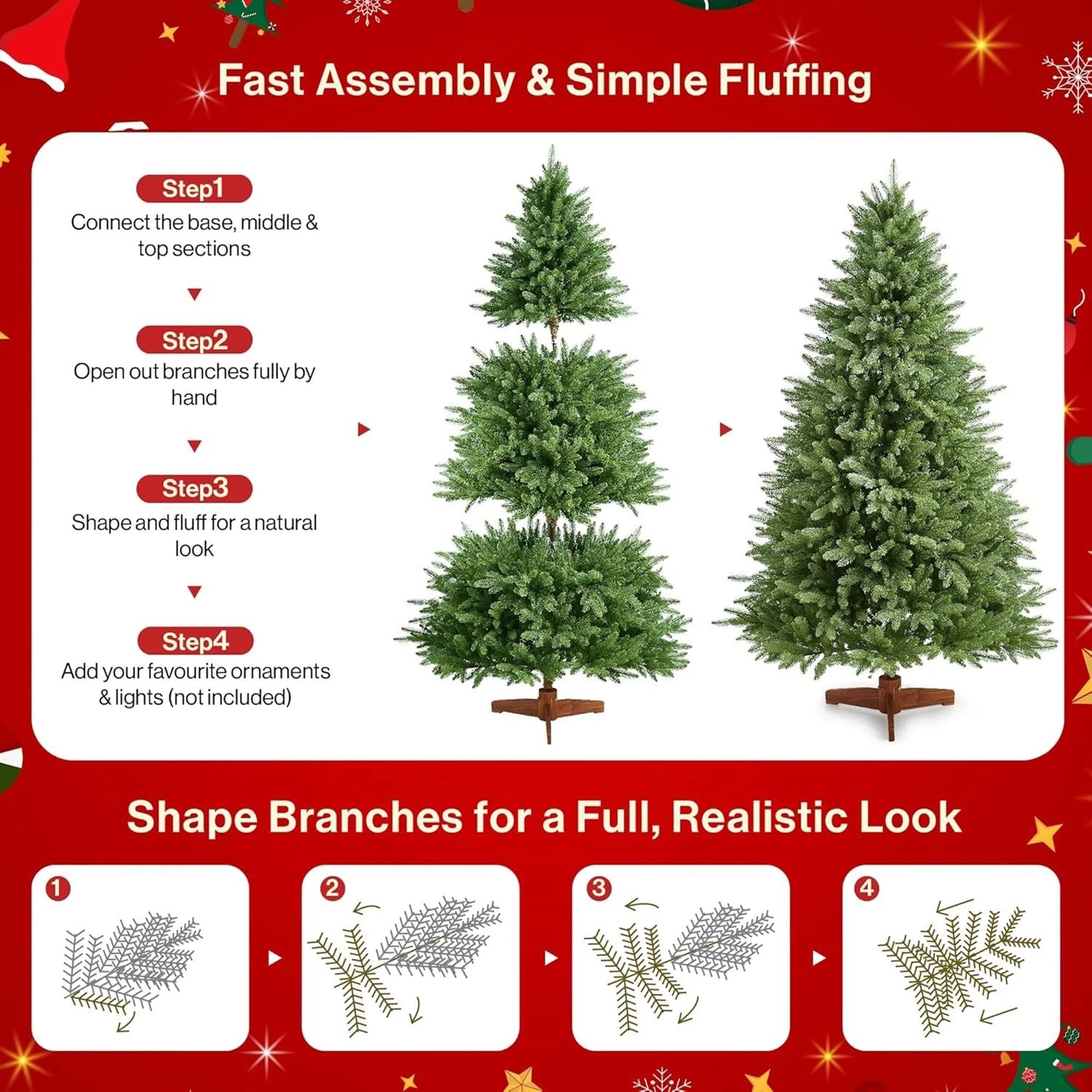 My Christmas 6ft Artificial PE Christmas Tree with 900 Tips - Green - Image 5