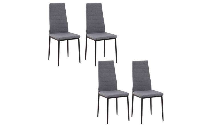 HOMCOM Set of 4 Fabric Modern Accent Chair with Metal Legs - Grey