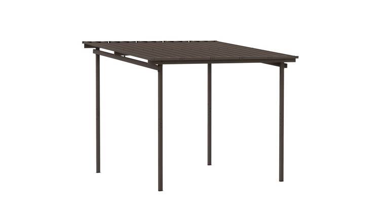 Outsunny Garden Pergola with Waterproof Metal Roof - Brown