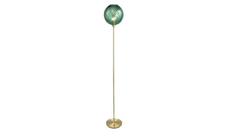Happy Homewares Green Chic with Brushed Gold Base and Emerald Floor Lamp - 25cm