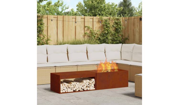 Walplus Steel Fire Pit - Brown - 160 x 45 x 35 cm