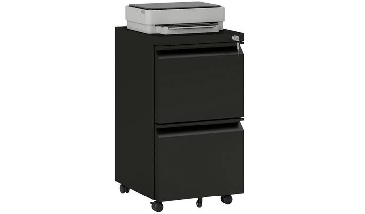 Vinsetto 2 Drawer Metal Lockable File Cabinet - Black