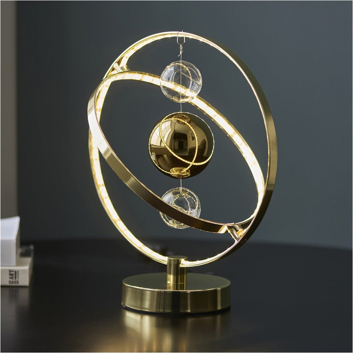 Loops Direct Pack of 2 Steel and Glass Table Lamp - Gold Effect - Image 2