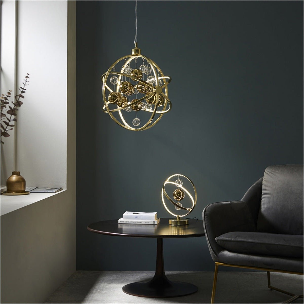 Loops Direct Pack of 2 Steel and Glass Table Lamp - Gold Effect - Image 3