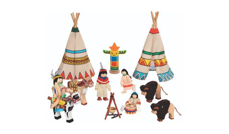 Goki Indian Camp 14 Piece Flexible Puppets Playset - Age 3+