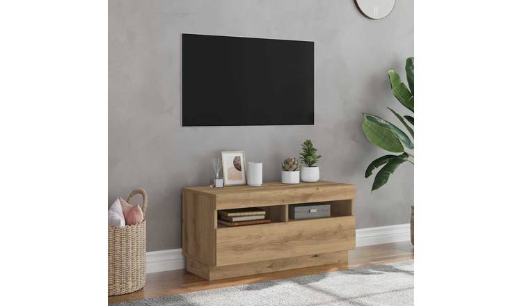 Walplus Engineered Wood RGB LED TV Cabinet - Artisian Oak - 80 x 35 x 40 cm