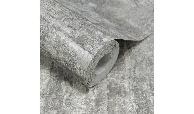 Grandeco Drew Textured Blown Mica Vinyl Wallpaper - Grey