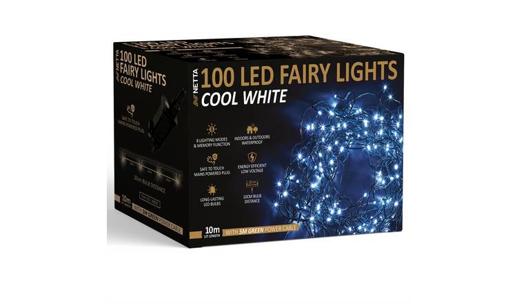 NETTA 100 LED 10m Christmas Fairy String Lights - Cool White