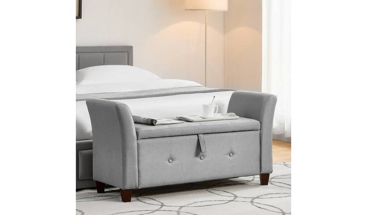 Vida Designs Seville Velvet Storage Ottoman - Light Grey