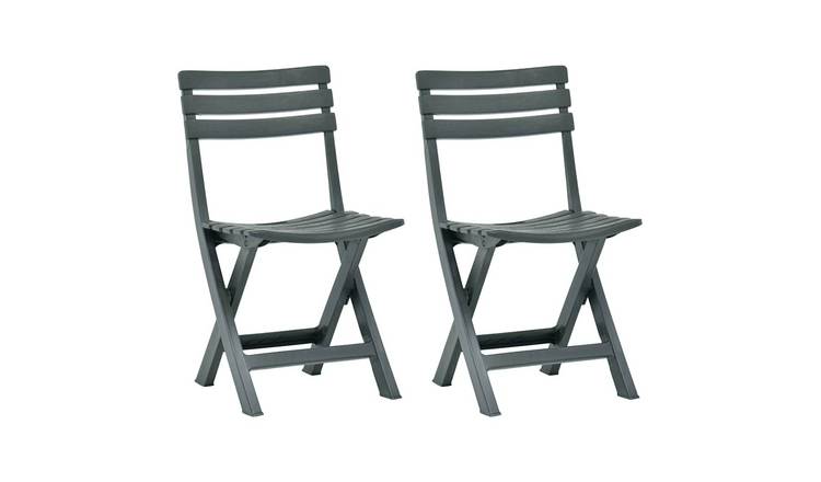 Walplus Pack of 2 Plastic Folding Chairs - Green - 44 x 41 x 78 cm