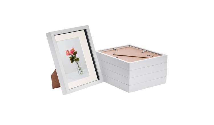 Nicola Spring 3D Box Photo Frames - 8 x 10" with Mount - Set of 5 - White