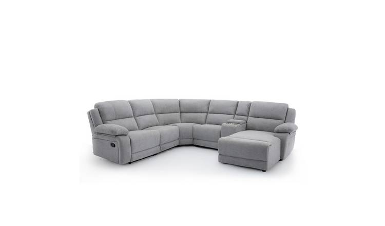 Furniture Online Dublin Corner Recliner 5 Seater Linen Sofa – Light Grey