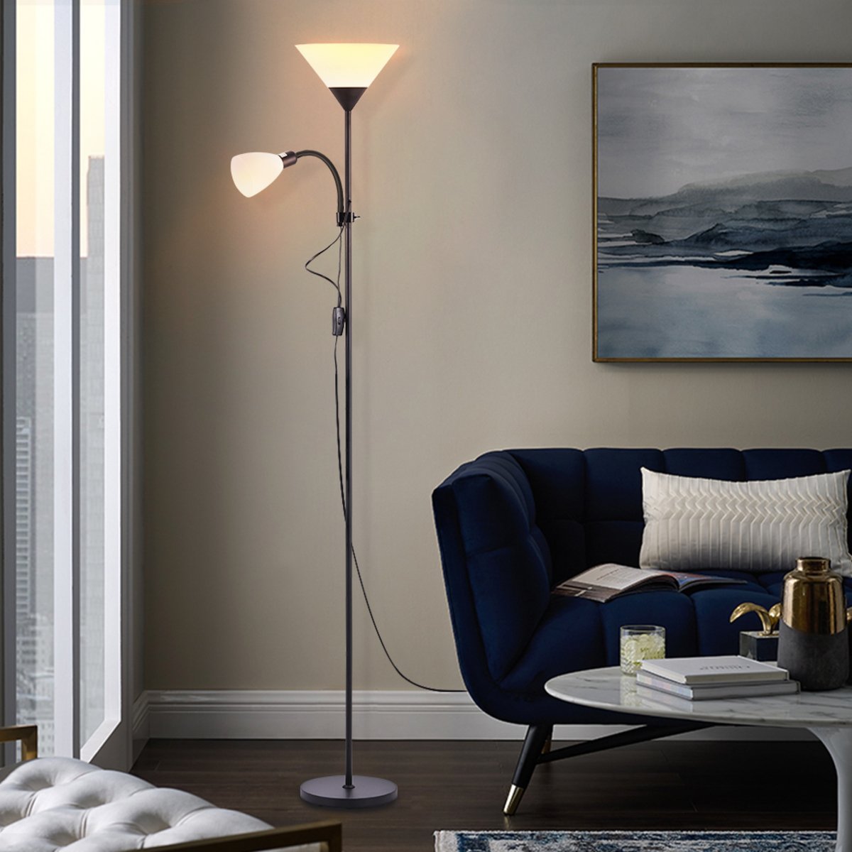 Living and Home Mother and Child Floor Lamp - Black - Image 2